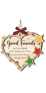 Neighbor Christmas Ornaments 2025 - Thank You Neighbor Gift, Friendship Gifts for Neighbors Friends, Bestie, BFFs - Wooden Friend Ornaments for Women, Men Hanging Christmas Decor