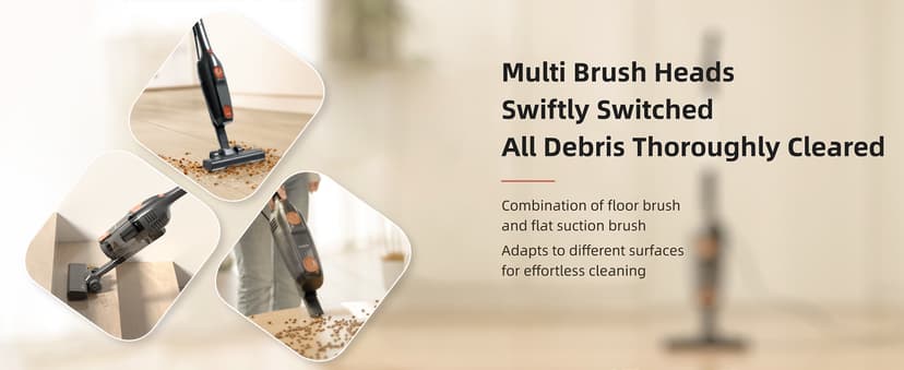 Candy Corded Stick Vacuum Cleaner, Powerful Suction Handheld Vacuum with One-Click Dust Disposal, 3-in-1 Use for Hard Floor, Ceramic Tile, 0.8 Liters Capacity, Easy Clean