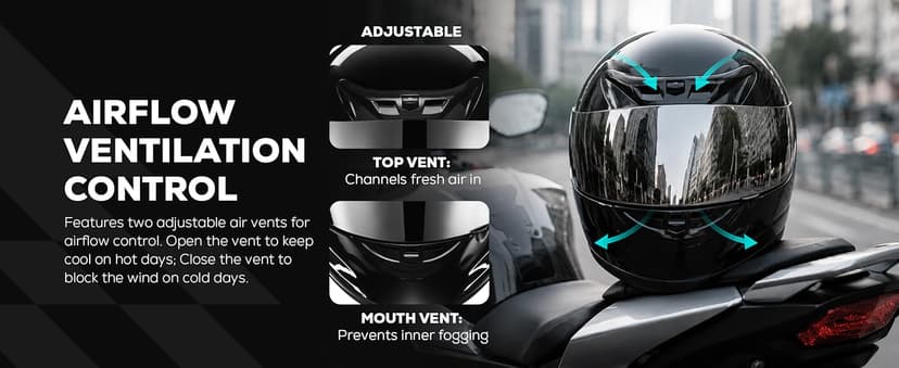 XFMT Full Face Motorcycle Helmet ATV Street Bike Motorbike Helmet DOT Approved with Anti-Fog Visor for Adult Men & Women