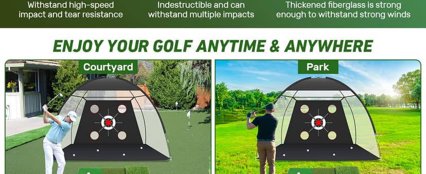 Zensouds Golf Net, 10x7FT with Golf Practice Mat, Hitting Aid Nets for Backyard Driving Chipping Training Swing with Target Outdoor or Indoor– Gifts for Men/Dad/Him