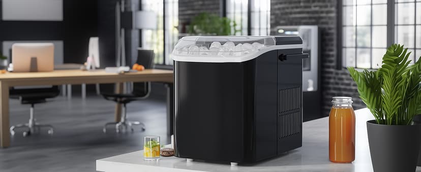 NEWBULIG Ice Makers Countertop with Handle, Portable Ice Machine, 9 Bullet Cubes in 6 Mins, 26lbs in 24Hrs, Auto-Cleaning, with Basket and Scoop, for Home, Kitchen, RV, Camping, Black