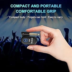 INGPARTNER A14 Wireless Guitar System 2.4GHz 2 Modes, Thumb-Size, 90° Rotatable, 100ft Range, Wireless Guitar Transmitter Receiver Plug & Play for Guitar, Bass, Violin, Keyboard - Black (1TX + 1RX)