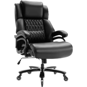 Big and Tall 400lbs Office Chair - Adjustable Lumbar Support Quiet Rubber Wheels Heavy Duty Metal Base, High Back Large Executive Computer Desk, Thick Padded Ergonomic Design for Back Pain (Black)