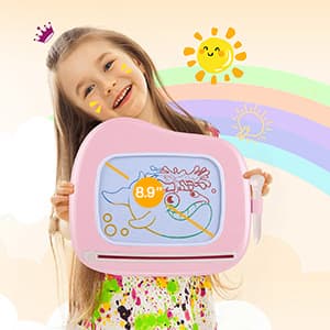 Smasiagon Magnetic Drawing Board for Kids, Toddler Toys for 1-2 Year Old Girl, Portable Doodle Board Pad Learning and Educational Toys for Ages 1 2 3 Year Old Baby Girl Birthday Gift(Pink)