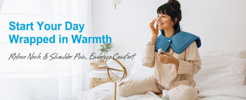 NIUONSIX Heating Pad for Neck and Shoulders and Back, Birthday Gifts for Women Mom Wife Men Dad, Weighted Electric Heated Wrap for Pain Relief and Daily Relax, 6 Heat Settings 4 Timers Auto Off, Blue