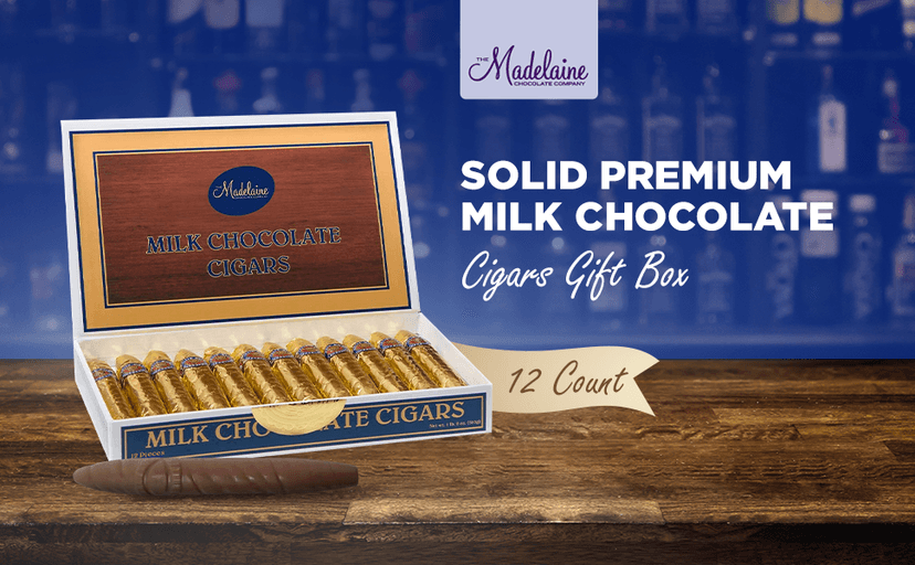Madelaine Chocolate Candy Cigarettes Gift Box for Birthday Party or Celebration - 12 Chocolate Cigars Father's Day Gift - Individually Wrapped in an Elegant Box