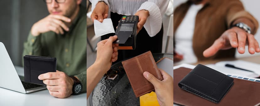 Swallowmall Leather Wallet for Mens Genuine Leather RFID Blocking Bifold Wallets with 1 ID Window 15 Card Slots