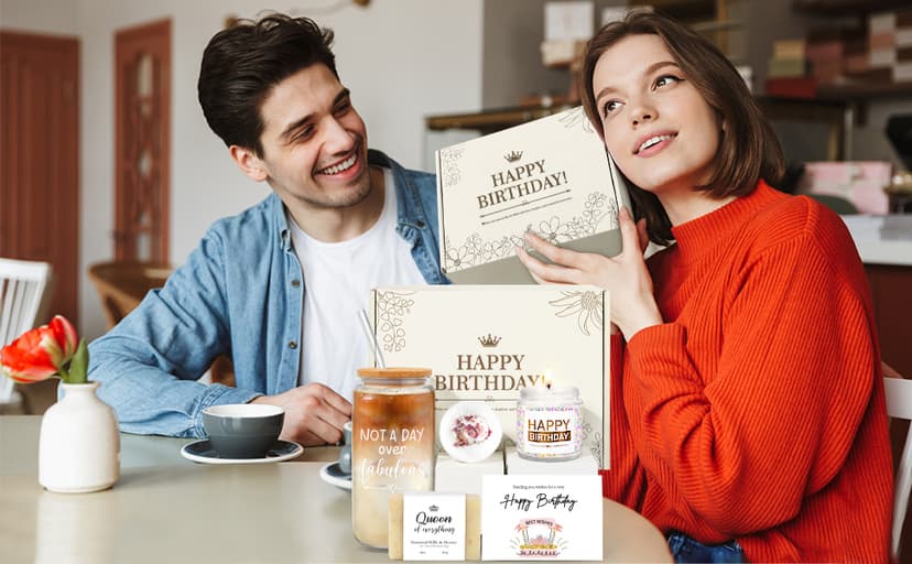 Birthday Gifts for Women, Happy Birthday Gift Baskets for Women, Women Unique Bday Gifts Ideas for Best Friend, Her, Sister, Daughter, Coworkers, Families - Not a Day over Fabulous Glass Gifts Box