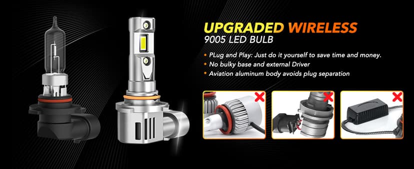 OXILAM 9005/HB3 LED Bulbs 40000LM 900% Ultra-Bright, 3 Min Quick Install, 20 Years Lifespan, No Flicker, 99% Compatibility