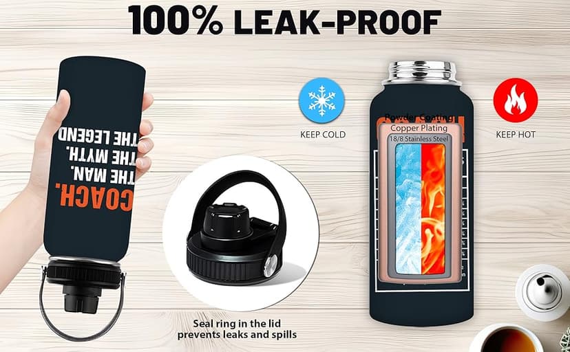 Coach Gifts - 32 Oz Coach Nutriton Facts Water Bottle, The Man The Myth The Legend - Christmas Birthday Cheer Coachs Gifts, Soccer Softball Basketball Swim Coachs Appreciation Gift for Him