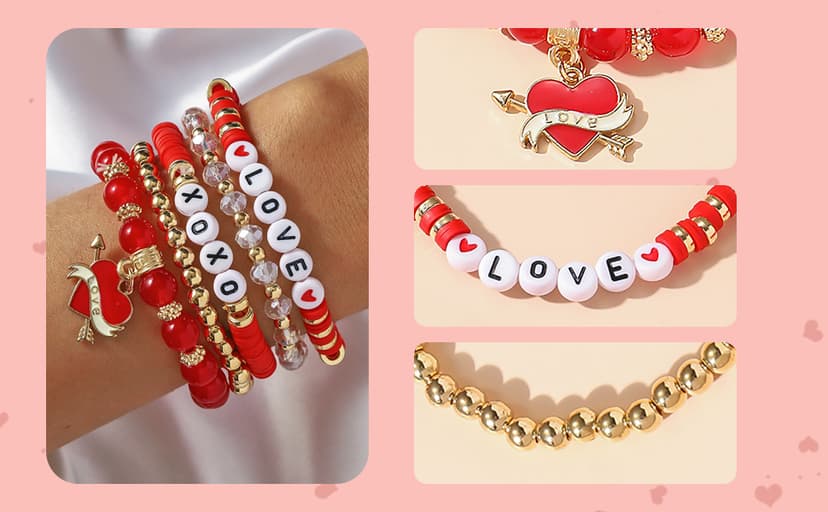 Valentines Gifts For Her - Love Heart Bracelets for Girlfriend, Lover, Best Friends, Wife, Women