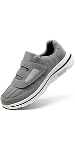 LEADER SHOW Women's Elderly Casual Comfort Walking Shoe Safety Flats Non-Slip Hook & Loop Sneakers