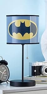 Idea Nuova Batman Color Changing Kids Lamp and Nightlight,LED Projection Light for Bedroom Décor, Superhero Night Lamp for Boys & Girls