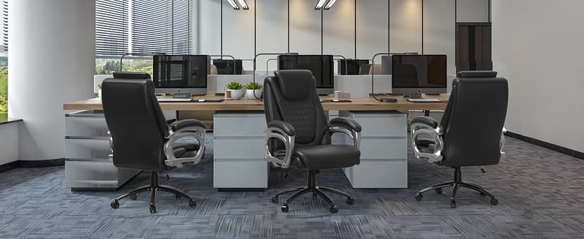 Vogue Furniture Direct Big and Tall Office Chair 500lbs, Heavy Duty High Back PU Leather Desk Chair, Adjustable Height Rolling Wheels Computer Chair for Home Office Work (Black)