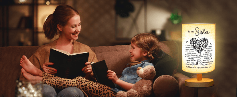 Sisters Gifts from Sister, to Sister Fabric Table Lamp, Sister Valentines Day Birthday Gifts for Sister, Bedside Table Lamp Gifts for Sisters from Sisters Adult