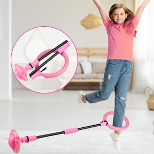 Ankle Skip Ball for Kids - Foldable Flash Wheel Skip Ball, Outside Game Toys for Kids & Adults, Gift for Boys & Girls Age 5 6 7 8 9 10 Years Old, Pink