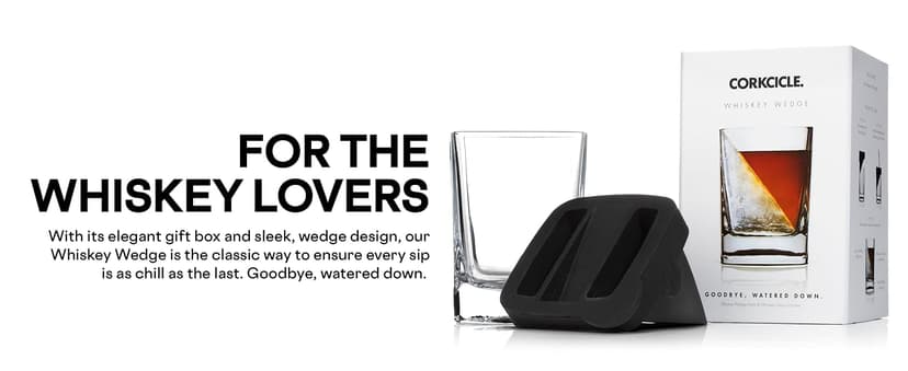 Corkcicle Whiskey Wedge - Premium Old Fashioned Glass with Silicone Ice Mold - For Bourbon, Scotch, & Spirits - Great Gift for Dad - Perfect for the Holidays - 9 oz