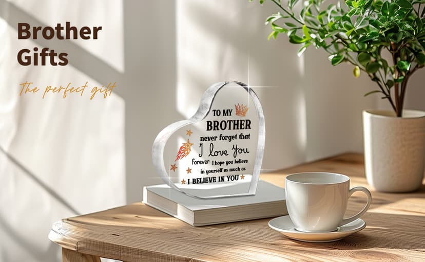 Gifts for Brother, Brother Birthday Gifts, Brothers Acrylic Keepsake, Fathers Day Birthday Christmas Gifts for Brothers from Sister, Encouraging Sign