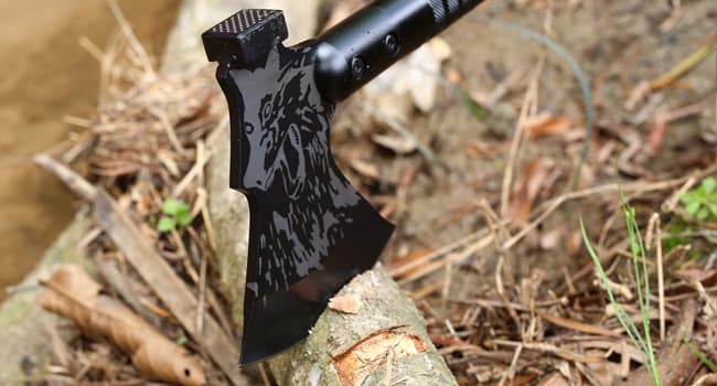LIANTRAL Survival Camping Axe, Folding Tactical Axe Hatchet with Hammer, Nylon Sheath for Outdoor Adventures
