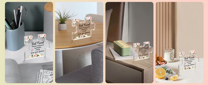 Best Friend Birthday Gifts, Friend Gifts for Long Distance, Friend Birthday Gifts for Women, Acrylic Puzzle Plaque Gifts for Friend on Mothers Day -2.8 * 3.3in