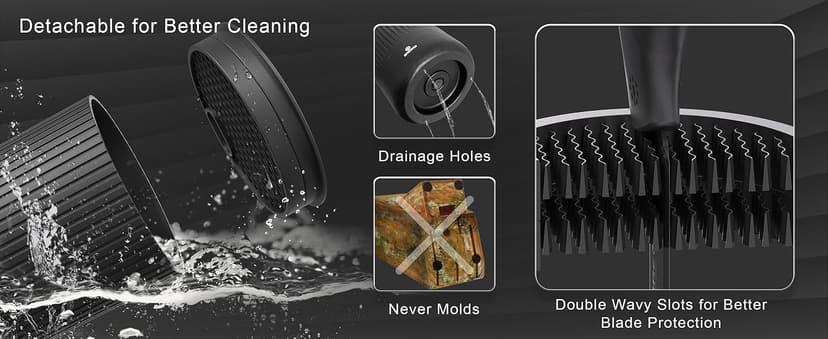 Knife Set, Brewin Kitchen Knife Set, Knives Set for Kitchen, Universal Knife Block, Utility Knife Block Set, New Home Essentials, Apartment Essentials, Dishwasher Safe