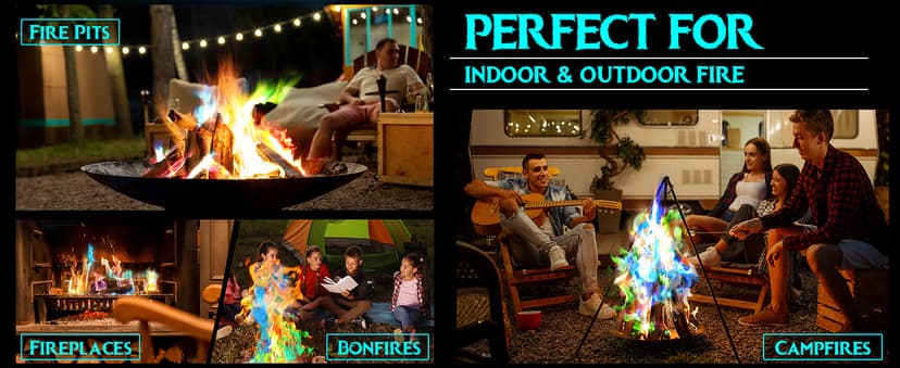 MEKER Fire Color Changing Packets - Fire Pit, Campfires, Outdoor Fireplaces, Bonfire - Magic Colorful Changing Fire - Perfect Fire Camping Accessories for Kids & Adults (12 Pack) B0C9THKCWY
