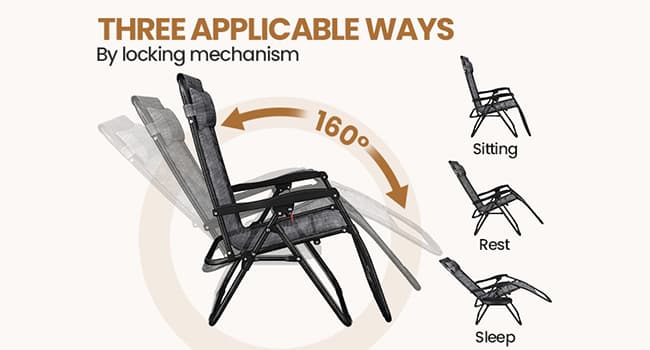 Yaheetech Zero Gravity Recliners Outdoor Adjustable Folding Reclining Lounge Chairs w/Pillows, Cup Holder Trays and Carry Strap for Patio Backyard Beach Gray Set of 2