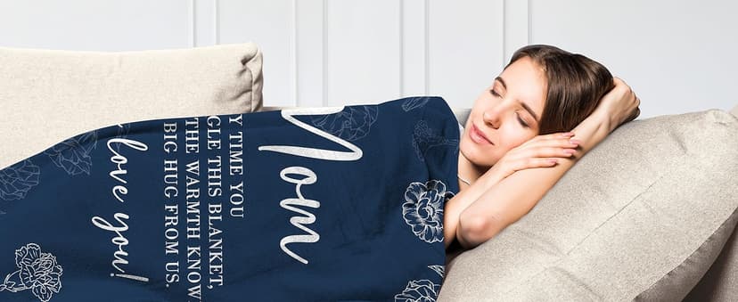 Mom Birthday Gifts, Gifts for Mom Blanket, to My Mother Birthday Gift from Daughter Son, Present for Moms for Christmas 60" x 50", Blue