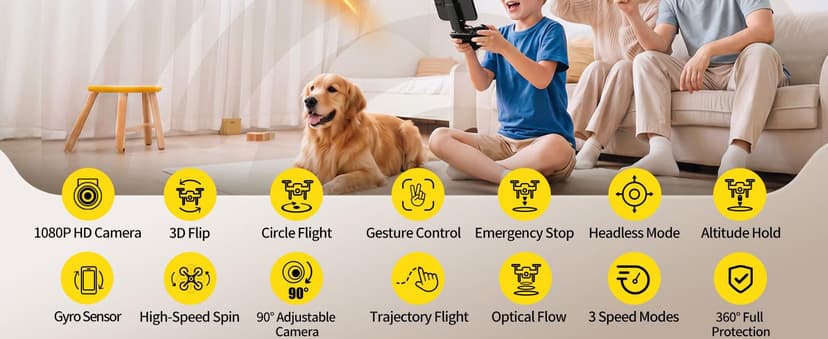 Holy Stone Mini FPV Drone with 1080P HD Camera for Kids & Beginners, RC Nano Quadcopter with Optical Flow Hover, Gesture Control, 3D Flips, 3 Batteries, Great Gift Toy for Boys and Girls, HS210P Blue