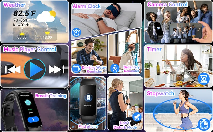 Smart Watch Fitness Tracker with 24/7 Heart Rate, Blood Oxygen Blood Pressure Monitor Sleep Tracker 120 Sports Modes Activity Trackers Step Calorie Counter IP68 Waterproof for Andriod iPhone Women Men