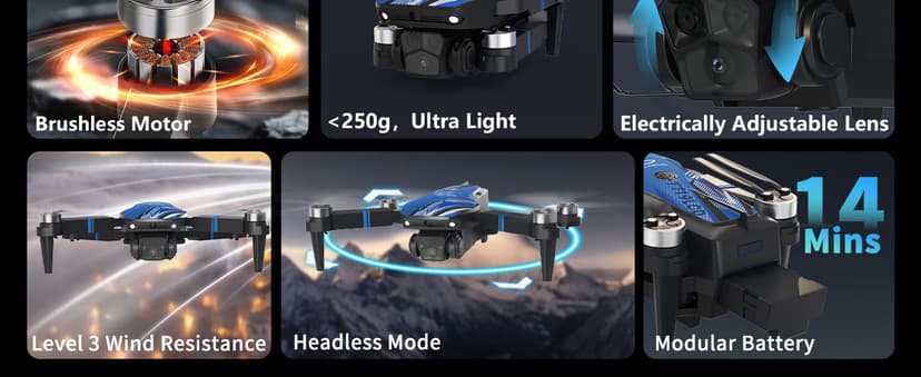 Drone with Camera for Adults LCD Screen FPV Live Video, Professional Brushless Motor 270° Obstacle Avoidance 3D Flips, Foldable RC Mini Quadcopter for Beginners Support 32G SD Card Max Under 250G Gift