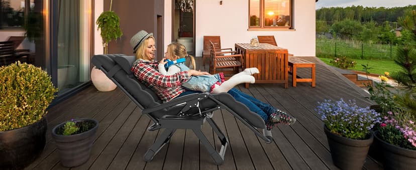 ZENPETIO Oversized Zero Gravity Chair, 33In XXL Zero Gravity Recliner Lounge Chair, Anti Gravity Chair for Indoor and Outdoor, Reclining Camping Chair for Lawn and Patio w/Cushion and Footrest, 500LBS