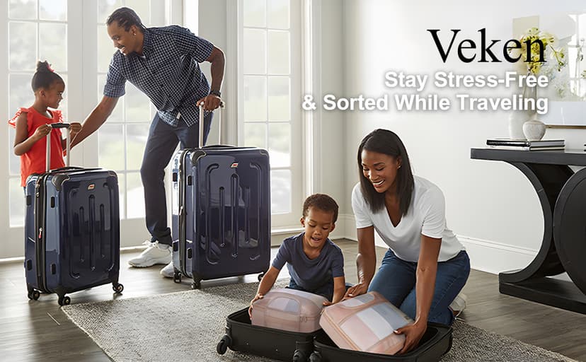 Veken 8 Set Packing Cubes for Travel, Birthday Gifts for Women Mom Her, Cruise Ship Essentials Accessories for Beach Vacation, Suitcase Organizer Bags for Luggage with Hanging Toiletry & Shoe Bag