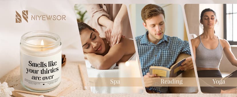 Niyewsor 40th Birthday Gifts Women Men, Forty Birthday Candle, 1985 40th Birthday Decorations for Women Men, 40 Year Old Bday Gifts for Friend, Sister, Wife, Husband, Handmade, 7oz