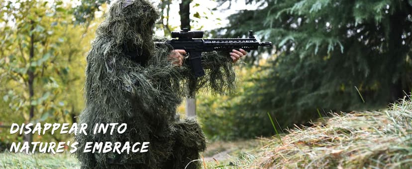 MOPHOTO 5 in 1 Ghillie Suit 3D Camouflage Hunting Suits - Jacket, Pants, Hood, Carry Bag for Adults & Youth, M/L/XL/XXL