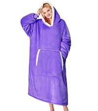 yescool Wearable Blanket Hoodie - Birthday Christmas Gifts for Women Mom Girlfriend, Oversized Flannel Sherpa Cozy Hooded Blanket Sweatshirt Adult With Hood Pocket & Sleeves, One Size Fits All (Grey)