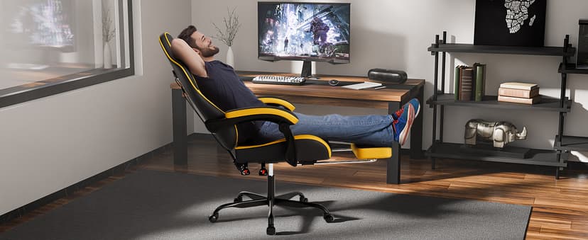 Ergonomic Video Gamer Chairs Gaming Computer Chair Gamer Chairs for Adults Massage Lumbar Support Swivel Height Adjustable Headrest Backrest