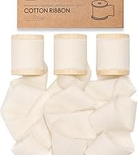 Vitalizart Merry Christmas Ribbon 5/8 Inch Natural Cotton Handmade Frayed Fringe Ribbons 15 Yd for Gift Wrapping Crafts Flower Wreath Garland Holiday Decorations Green Red White