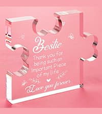 to My Bestie Gifts - Best Friends Christmas Birthday Gifts for Women Acrylic Puzzle Plaque Desk Decorations for Best Friend Sister Girls Women BFF Friendship Card - 3.35 x 2.76 Inch