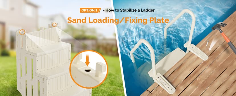 VINGLI Pool Ladder Heavy-Duty Safety Step for Above Ground Pools Stair Entry System with Handrails, Beige and Grey (Beige &Gray, 4 Steps)