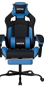 Gaming Chair with Massage,Ergonomic PC Gaming Chair with Footrest Comfortable Headrest and Lumbar Support, High Back, 300LBS (Grey)