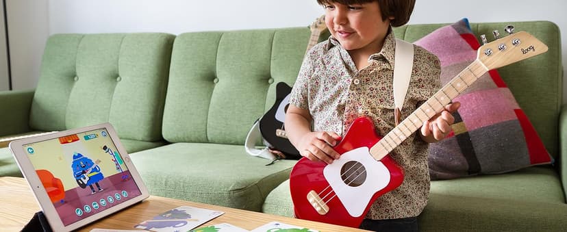 Loog Mini Acoustic kids Guitar for Beginners 3-strings Ages 3+ Learning app and lessons included