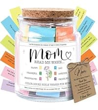 NewEleven Christmas Gifts For Mom, Mom Gifts From Daughters Son on Mother Birthday, Bible Jar, Christian Gift for Wife, Thank You Gift Decorative Inspirational Scripture Jar with 92 Bible Verses
