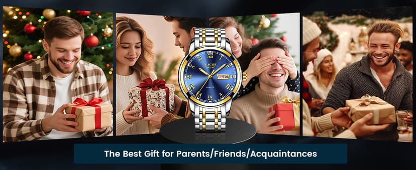 LIGE Mens Watch, Analog Men's Wrist Watches, Stainless Steel Style, Quartz Movement Calendar Function, 3ATM Waterproof, Clear Luminous Display, Business Social Matching