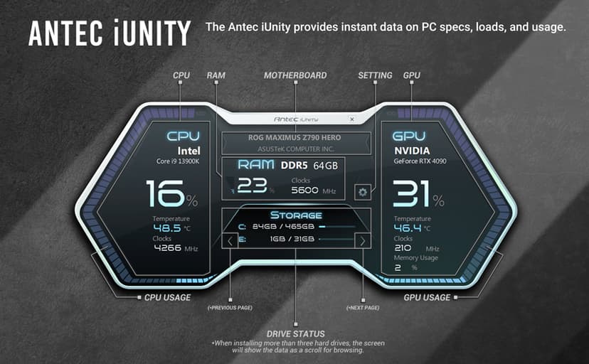Antec Performance 1 FT, Full Tower, RTX40 Fully Compatible, Temp Display, 4 x Storm T3 PWM Fans, Type-C, Dual TG Side Panels, Removable Top Bracket, High Airflow Mesh Front Panel, E-ATX PC Gaming Case