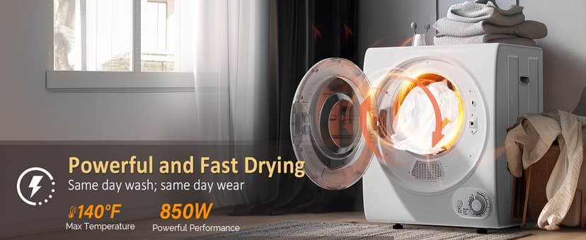 ROVSUN 17.8LBS Full Automatic Washing Machine and 1.5CuFt Portable Clothes Dryer Set, Compact Laundry Washer and Dryer Combo Set with Stainless Steel Inner Tub, for Apartment, Dorms, Home