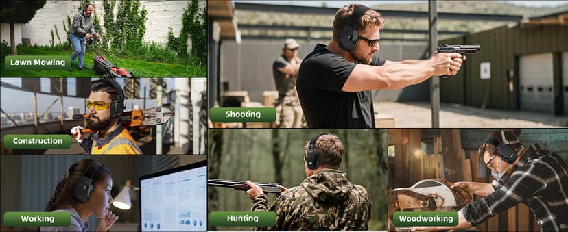 Rechargeable Shooting Protection Earmuffs with 4X Sound Amplification, Automatic Noise Cancelling Headphones Electronic Ear Muffs Music Volume Adjustable Folding for Hunting Racing Mowing