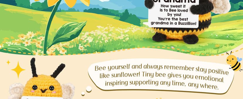 LEJIAJINW Emotional Handmade Bee Gifts for Grandma Christmas Grandmother Gigi Nana Birthday Gift for Women, Funny Mothers Day, Easter Egg Stuffers Tiny Positive Bee for Grammy Granny Valentines