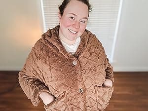 Fleece Poncho Blanket -Drape and Go No Sleeves- Lightweight Wrap Shawl -Wearable Blanket- Gift for Grandma and Mom