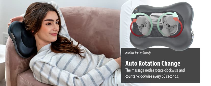 Zyllion Shiatsu Back and Neck Massager with Heat - 3D Electric Kneading Deep Tissue Massage Pillow for Muscle Pain Relief, Black, ZMA-13